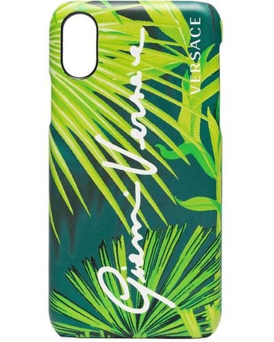 Versace Iphone Hoesje Met Bladprint - Groen