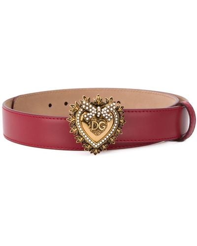 Dolce & Gabbana Devotion Calf Leather Belt - Red