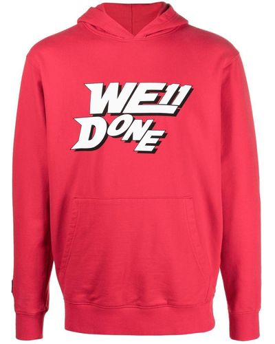 we11done Logo-print Cotton Hoodie - Red