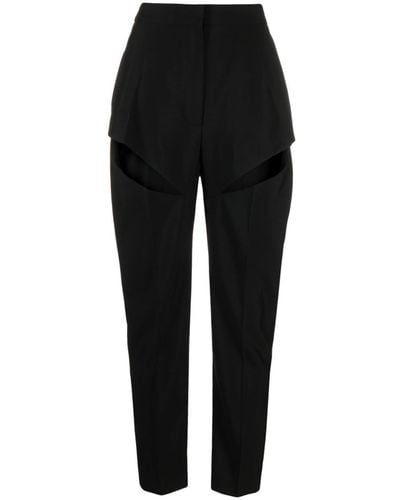 Alexander McQueen Cut-out Tapered Trousers - Black