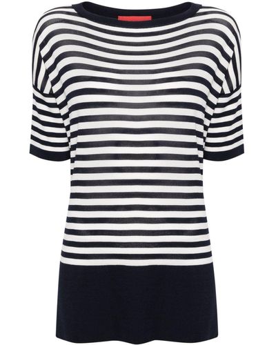 Wild Cashmere Shelby Striped Knitted Top - Black