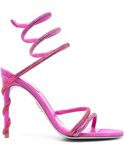 Rene Caovilla Margot 105mm Leather Sandals - Pink