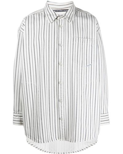 Alexander Wang Striped Oversized Cotton Shirt - White