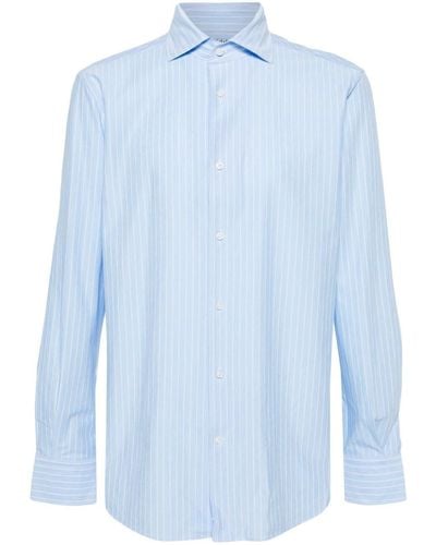 BOGGI Pinstripe-pattern Spread-collar Shirt - Blue