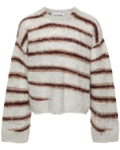 Acne Studios Striped Knitted Sweater - Gray