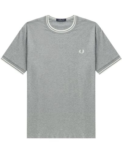 Fred Perry Embroidered-logo Cotton T-shirt - Grey