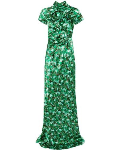 Saloni Kelly Kleid mit Blumen-Print - Grün