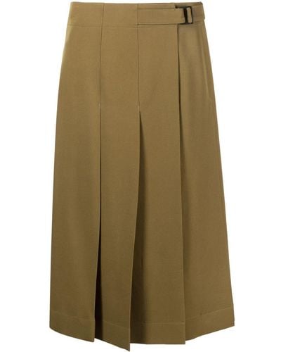 Lemaire Pleated Wool Wrap Skirt - Green
