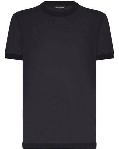 Dolce & Gabbana T-shirt en soie à col rond - Noir