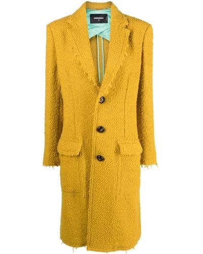 DSquared² Single-breasted Bouclé Trench Coat - Yellow