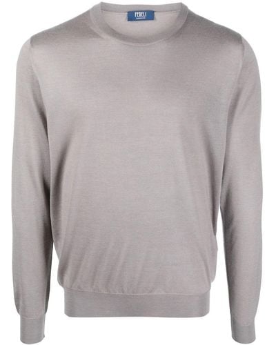 Fedeli Crew-neck Cashmere-silk Sweater - Grey