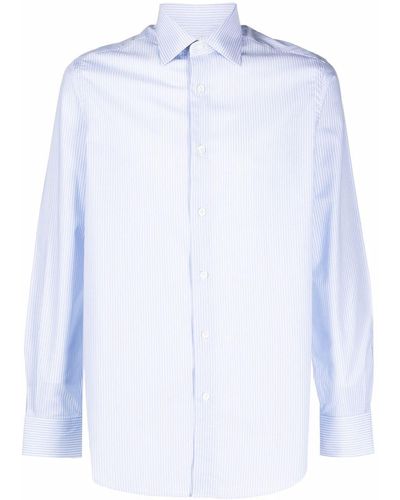 Pal Zileri Striped Long-sleeved Cotton Shirt - Blue