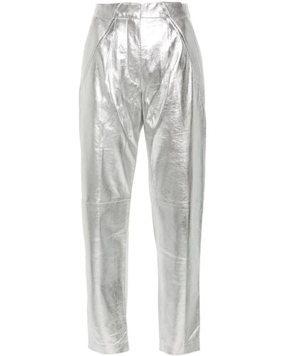 IRO Pantalones tapered de napa metalizados - Gris