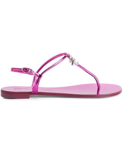 Giuseppe Zanotti Melissie Thong Leather Sandals - Pink