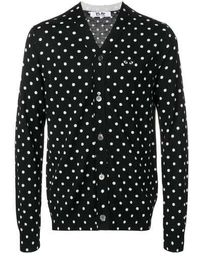 COMME DES GARÇONS PLAY Heart Polka Dot Wool Button-down Shirt - Black