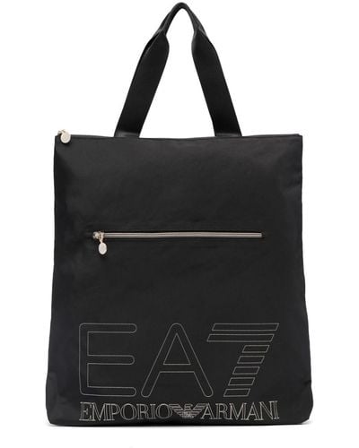 EA7 Handtasche mit Logo-Print - Schwarz