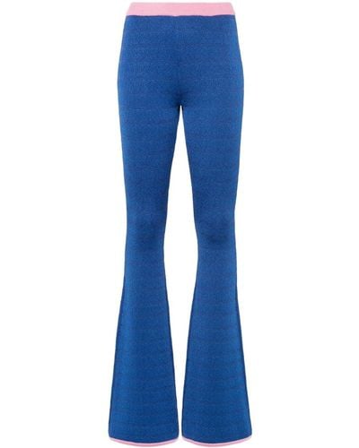 Bally Patterned-jacquard Flared Trousers - Blue