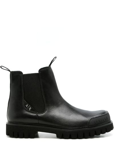 Armani Exchange Calf-leather Ankle Boots - Black
