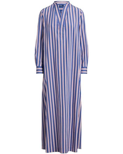 Polo Ralph Lauren Striped Poplin Long Dress - Blue