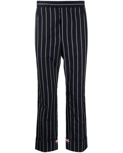 Thom Browne Striped Straight-leg Wool Trousers - Blue