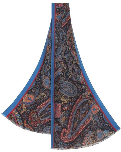 Etro Zijden Sjaal Met Paisley-print - Blauw