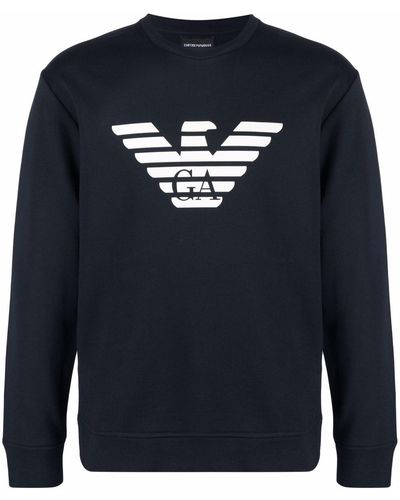 Emporio Armani Logo-print Crew-neck Sweatshirt - Blue