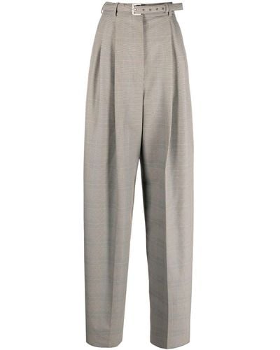 Sportmax Glen Plaid Wide-leg Pants - Gray
