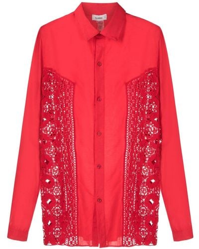 Amir Slama Crochet-panel Long-sleeved Shirt - Red