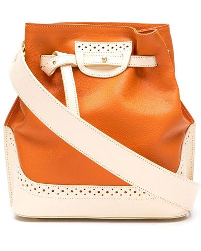 Sarah Chofakian Scarista Leather Bucket Bag - Orange