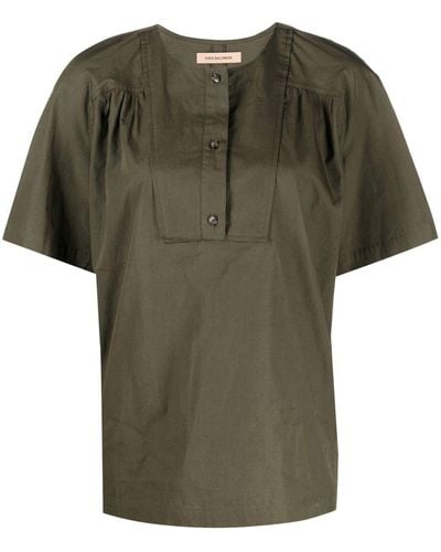 Yves Salomon Button-front Short-sleeved T-shirt - Green