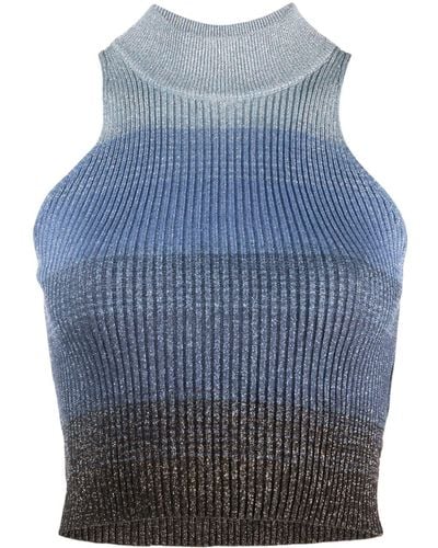 Gcds Geripptes Cropped-Stricktop - Blau