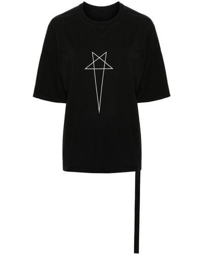 Rick Owens T-shirt Met Sterprint - Zwart