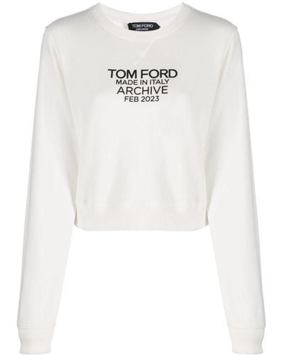 Tom Ford Sweat en coton à logo imprimé - Blanc