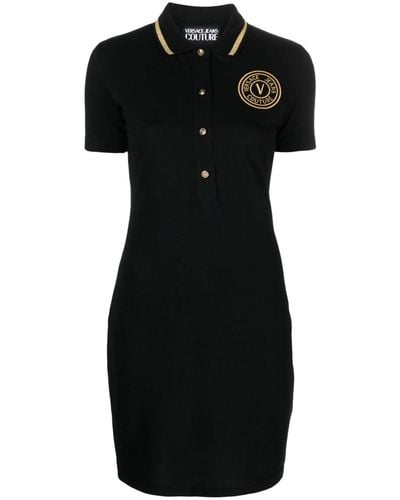 Versace Mini-jurk Met V-embleem - Zwart