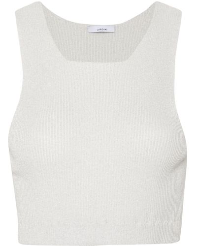 Lardini Lurex Cropped Knitted Top - White