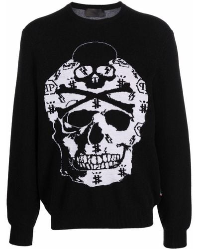 Philipp Plein Knitted Skull Sweater - Black