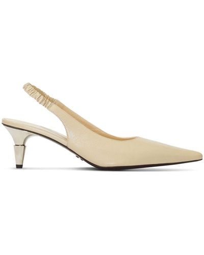 Proenza Schouler Spike Slingback Leather Court Shoes - Natural