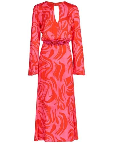 Silvia Tcherassi Pesaro Marbled-pattern Midi Dress - Red
