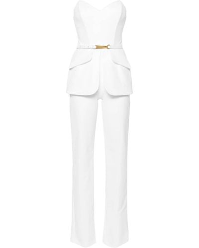 Elisabetta Franchi Belted Strapless Jumpsuit - White