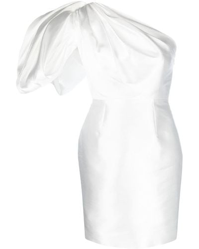 Solace London Mini-robe Asymétrique En Serge Satinée Hayes - Blanc