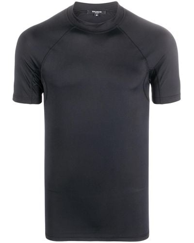 Balmain T-shirt a collo alto con stampa - Nero