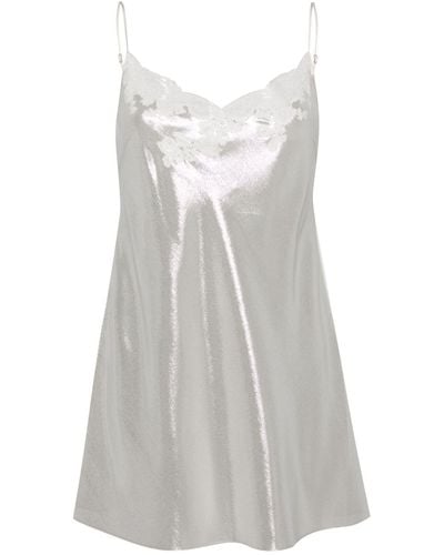 Carine Gilson Lace-detailing Lurex Nightdress - White