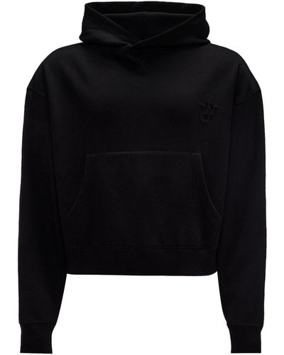 JW Anderson Logo-embroidered Organic Cotton Hoodie - Black