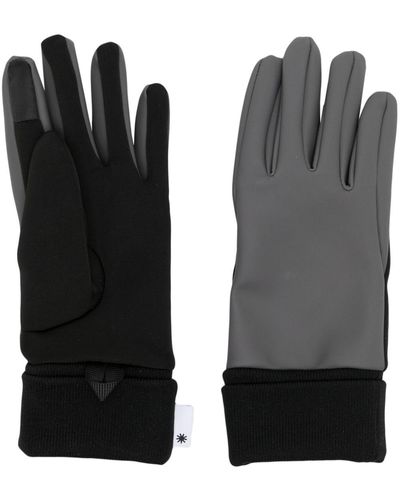 Rains Logo-tag Two-tone Paneled Gloves - Black