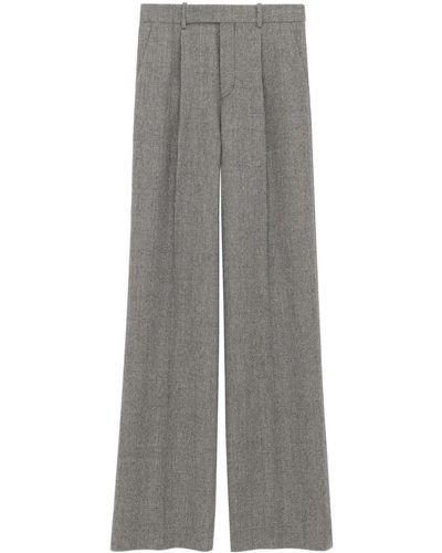 Saint Laurent Flared Wool Trousers - Grey