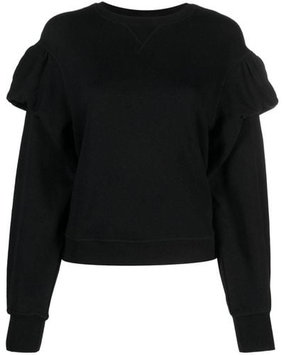 Ulla Johnson Puffed-sleeves Crewneck Sweatshirt - Black