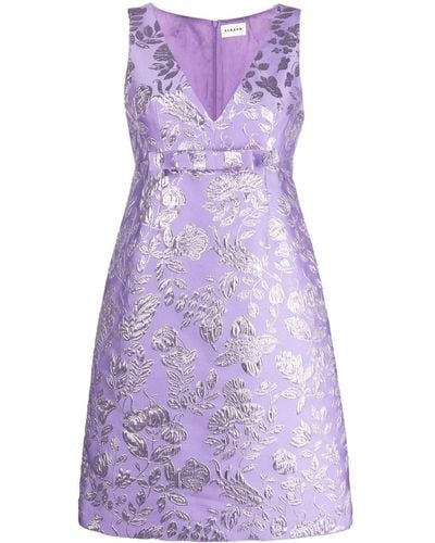 P.A.R.O.S.H. Floral Metallic-jacquard Dress - Purple