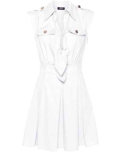 Liu Jo Short Cotton Dress With Pleats - White