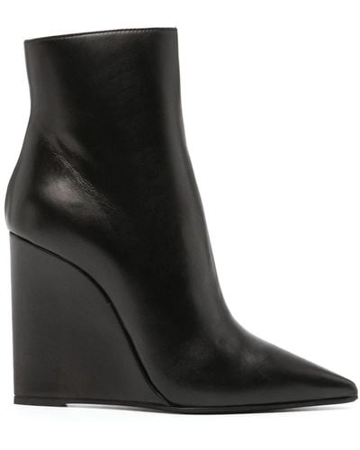 Le Silla Kira 120mm Wedge Leather Boots - Black