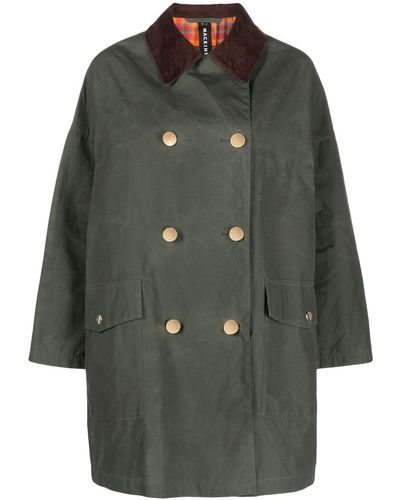 Mackintosh Humbie Waxed-cotton Overcoat - Green